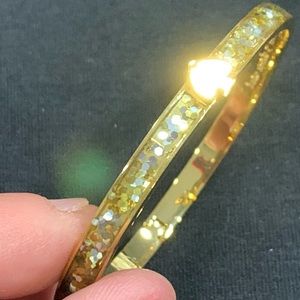 KATE SPADE GOLD PLATE GOLD & SILVER GLITTER HINGED BRACELET!